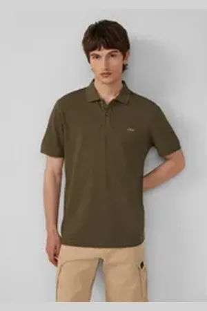 QS by s.Oliver Kurzarmshirt Poloshirt aus Baumwollpiqué Logo XL