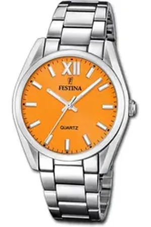 Festina Quarzuhr Damenuhr Boyfriend Armbanduhr, (Analoguhr), Damenuhr Edelstahlarmband silber, rund, mittel (ca. 37mm) silberfarben