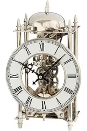 Ams Uhr Stiluhr Messing vernickelt 14-Tage-Schlagwerk auf Glocke zur vollen Stunde silberfarben