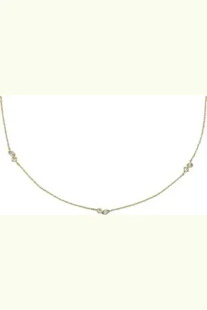 Fossil Collier Damen-Kette Metall Glasstein goldfarben