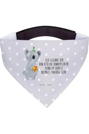 Mr. & Mrs. Panda Hundefliege Koala Geschenk - Grau Pastell - Geburtstag, Hunde, Party, groß, Tuch, Polyester grau L | 33 cm x 33 cm