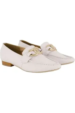 Ulla Popken Leder-Loafer Ringschnalle Weite H Mokassin weiß 43 EU