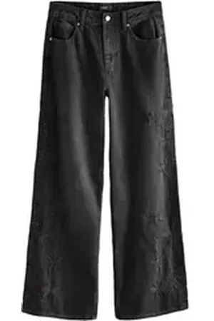 Next Weite Jeans Jeans mit weitem Bein und Stickerei, Kurzgröße (1-tlg) schwarz 23 (GB: 18 Petite)