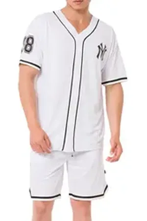 Redbridge Jogginganzug Baseball-Set mit Knopfleiste – Zweiteiler, Sportlicher Look (2-tlg) weiß L