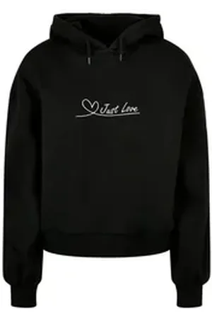 Merchcode Kapuzenpullover Damen Ladies Just love Organic Oversized Hoody (1-tlg) schwarz XS