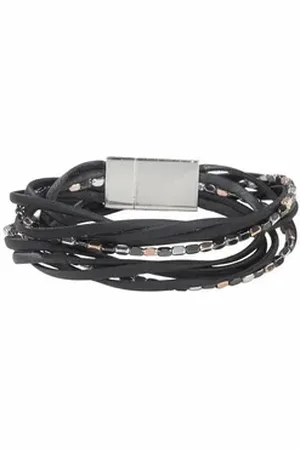 Firetti Wickelarmband mehrreihig, mit Elementen aus Metall goldfarben|schwarz