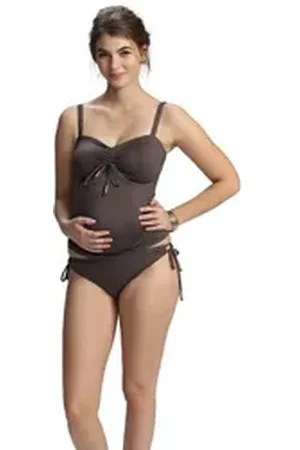 Petit Amour Umstands-Tankini Umstandsbademode CAMERON_bronzé maternity swimwear Bademode schwanger Design made in Hamburg, stylish &bequem, mitwachsend braun M (D/E Cup)