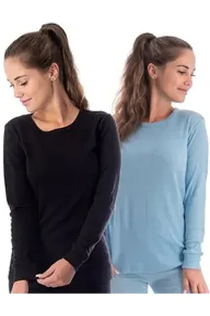 Black Snake Thermounterhemd 2 Thermo Langarmshirts für Frauen – Ideal für Ski & Outdoor im Winter (Spar-Set, 2-St) Damen Unterhemden mit Innenfleece 2er-Pack blau|schwarz M