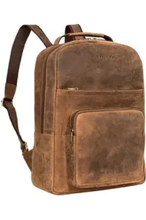 STILORD Notebook-Rucksack "Glover" Business Lederrucksack 15,6 Zoll braun
