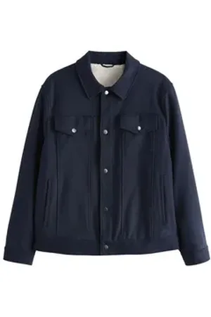 Next Blouson Jacke im Westernstil mit Borgfutter und Wollanteil (1-St) blau L