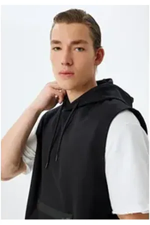 Koton Kapuzensweatshirt Kapuzenkragen Mit Reißverschlussdetail schwarz L