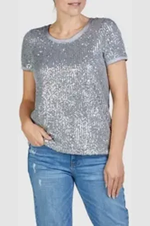 Marc Aurel Blusentop mit Satin-Blenden grau 34