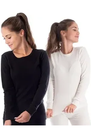 Black Snake Thermounterhemd 2 Thermo Langarmshirts für Frauen – Ideal für Ski & Outdoor im Winter (Spar-Set, 2-St) Damen Unterhemden mit Innenfleece 2er-Pack schwarz M