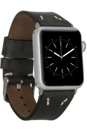 Burkley Smartwatch-Armband Exklusives Vintage Lederarmband, Handmade Stil 21 schwarz
