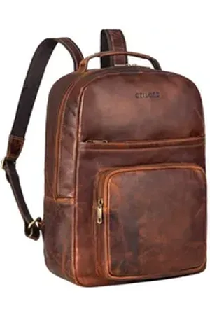 STILORD Notebook-Rucksack "Glover" Business Lederrucksack 15,6 Zoll braun
