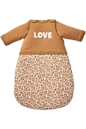 Vertbaudet Babyschlafsack Baby Schlafsack mit abnehmbaren Ärmeln LOVELY LEO, Winterschlafsack, 3 TOG braun 68CM