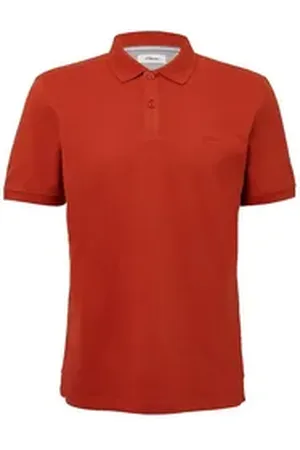 QS by s.Oliver Poloshirt Poloshirt aus Baumwollpiqué kurzarm, Kragen, Knöpfe, Logo rot 4XL