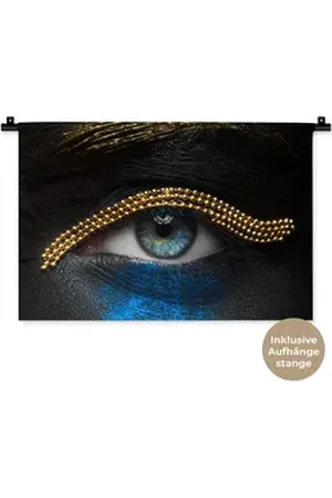 MuchoWow Wanddekoobjekt Frau - Augen - Make-up - Luxus - Gold, Wandteppich für Wohnzimmer, Schlafzimmer, 60x40 cm bunt 60 cm x 40 cm