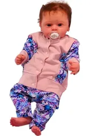 La Bortini Jogginganzug Baby Anzug Jacke Hose in Blau Rosa gemustert, elastisch, 62 68 74 80 blau|rosa 62-68 (2-4Mon)