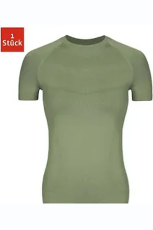 Snocks Seamless Shirt Seamless Sport Shirt Damen figurformend und funktional, perfekt für den Sport grün M