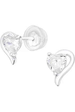 Bungsa Ohrring-Set Ohrstecker Kristall-Herz aus .925 Silber Damen (1 Paar (2 Stück), 2-tlg), Ohrschmuck Ohrringe silberfarben