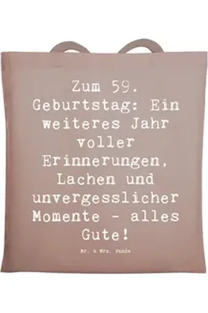 Mr. & Mrs. Panda Tragetasche Spruch 59. Geburtstag - Braun Pastell - Geschenk, Liebe, Strandtasche (1-tlg) braun