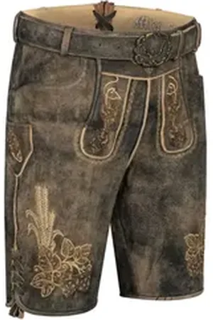 Nübler Trachtenlederhose Lederhose kurz Kuno Smoke braun 56