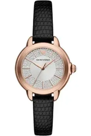 Emporio Armani Quarzuhr AR11631, Armbanduhr, Damenuhr, Lederarmband, analog schwarz