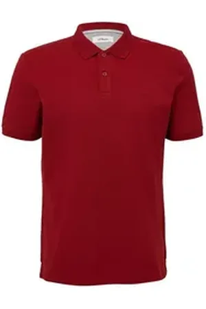 QS by s.Oliver Poloshirt Poloshirt aus Baumwollpiqué kurzarm, Kragen, Knöpfe, Logo rot 6XL