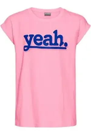 Kidsworld T-Shirt Sprücheshirt mit überschnittener Schulter T-Shirt "YEAH" print rosa 140/146
