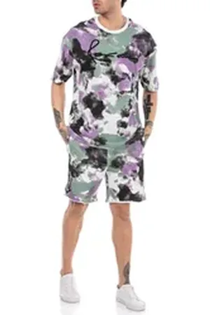 Redbridge Jogginganzug Red Bridge Herren Set Sweat Freizeit Anzug T-Shirt Hose (2-tlg), Batik Muster lila XL
