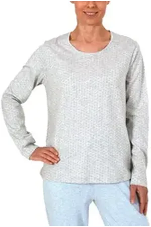 Normann Relaxanzug Damen Shirt Top langarm, Minimal-Print, Mix & Match -191 219 904 grau 48/50