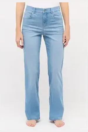 Angels Gerade Jeans – Straight Fit Damenjeans mit weitem Bein blau 46/28