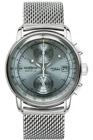 Zeppelin Chronograph 100 Jahre 8670M-4, Quarzuhr, Armbanduhr, Herrenuhr, Made in Germany, Stoppfunktion silberfarben