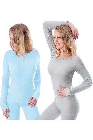 Black Snake Thermounterhemd 2 Thermo Langarmshirts für Frauen – Ideal für Ski & Outdoor im Winter (Spar-Set, 2-St) Damen Unterhemden mit Innenfleece 2er-Pack blau|grau L