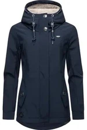 Ragwear Softshelljacke Monadde Softshell Praktische wasserabweisende Softshell Damenjacke blau XXXL (46)