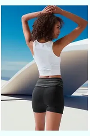 vivance collection Active Shorts Sportshorts mit breiten Bündchen und Druck schwarz|silberfarben XS (32/34)