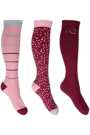 Hkm Reitsocken Reitsocken -Miami- 3er Set blau|rosa|rot 35-38
