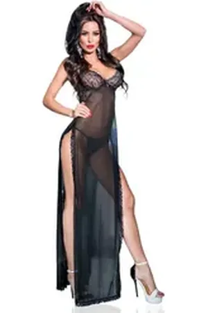 Chilirose Negligé - Robe CR4144 schwarz - (L,M,S,XL) schwarz L