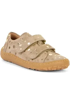 Froddo ® Barefoot Base Klettschuh, Konfirmationsschuh, Barfußschuh mit Metallic-Dots verziert beige|goldfarben 23 EU