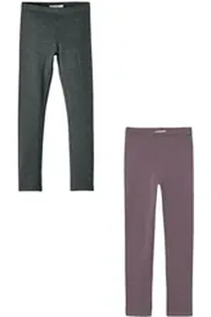 NAME IT Leggings Leggings 2er-Set Regular Fit weich bequem Basic (3-tlg) NKFDAVINA SOLID SWE LEGGING BRU N NOOS beige|grau|lila 128