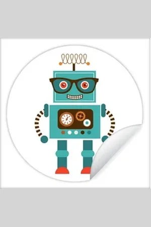 MuchoWow Wandsticker Roboter - Schutzbrille - Zahnräder - Gesicht - Jungen - Kinder (1 St), Selbstklebende Runde Vliestapete, Wohnzimmer, 140x140 cm bunt 140 cm x 140 cm x 0.1 cm