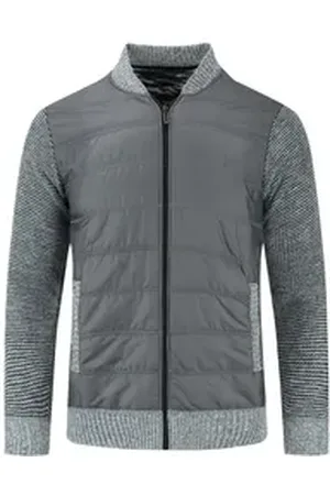 Allthemen Cardigan Herren Cardigan Daunen Pullover Grobstrick Übergangsjacke für Winter grau M