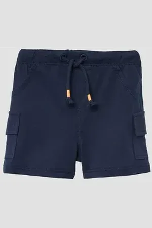 QS by s.Oliver Leggings Cargo-Shorts aus Baumwolle mit verstellbarem Elastikbund Durchzugkordel blau 86