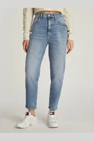 Tommy Hilfiger Mom-Jeans High waist - Mom-Jeans Tapered mit Logo-Stickereien, in knöchelfreier Länge blau 28