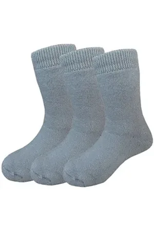 Yalion Langsocken Lange Socken weiche Kinder Socken mit Vollplüsch einfarbig atmungsaktiv grau EU 15/16