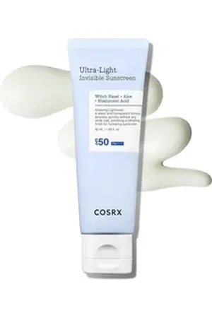 COSRX Sonnenschutzcreme Ultra-Light Invisible Sunscreen SPF50 - 50 ml, hoher UVA- und UVB-Schutz, entwickelt für empfindliche Haut, mit Aloe Vera, mit Niacinamid, mit Witch Hazel, chemischer UV-Filter