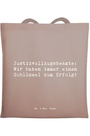 Mr. & Mrs. Panda Tragetasche Spruch Justizvollzugsbeamte: Wir haben immer einen Schlüssel zum Erfo (1-tlg) braun