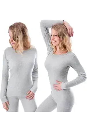 Black Snake Thermounterhemd 2 Thermo Langarmshirts für Frauen – Ideal für Ski & Outdoor im Winter (Spar-Set, 2-St) Damen Unterhemden mit Innenfleece 2er-Pack grau M
