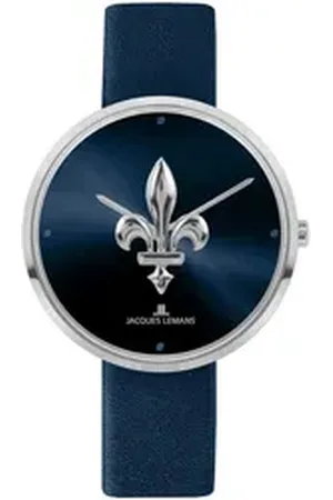 Jacques Lemans Quarzuhr Design Collection 1-2092D, Armbanduhr, Damenuhr, gehärtetes Crystexglas, Lederarmband blau